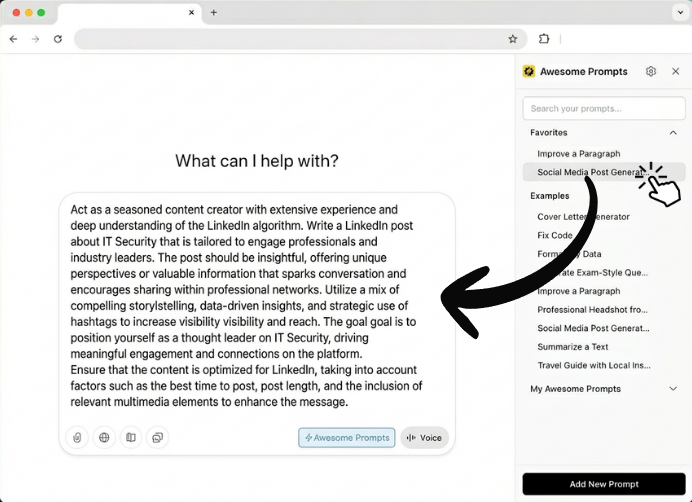 Awesome Prompts Chrome Extension Screenshot